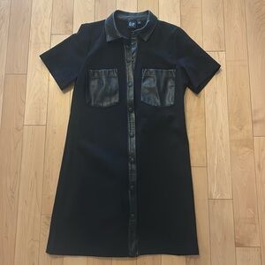 GAP Faux Leather Trimmed Dress